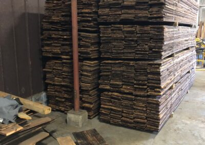 reclaimed mushroom boards stack of panels